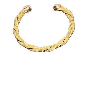 Twist Cuff Bangle Bracelet Women's Accessory Gold Mixed Metal Flexible Cuff